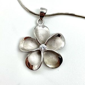 Sterling CZ Floral Necklace